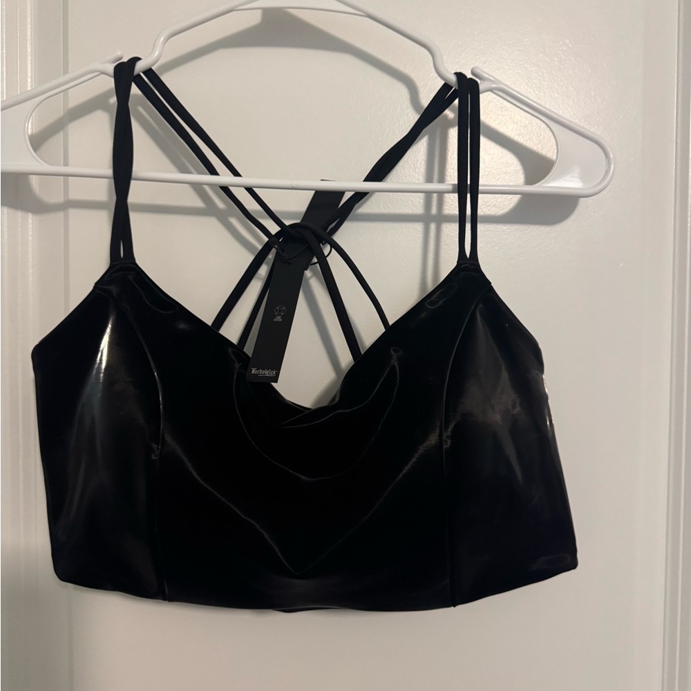 Black Satin Strappy Cami Top